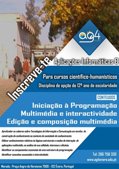 Aplicações Informáticas B - Disciplina De Opção Do 12.ºAno De Escolaridade